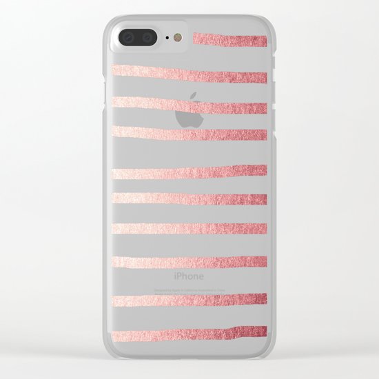 Simply Drawn Stripes Rose Gold Twilight Clear iPhone Case