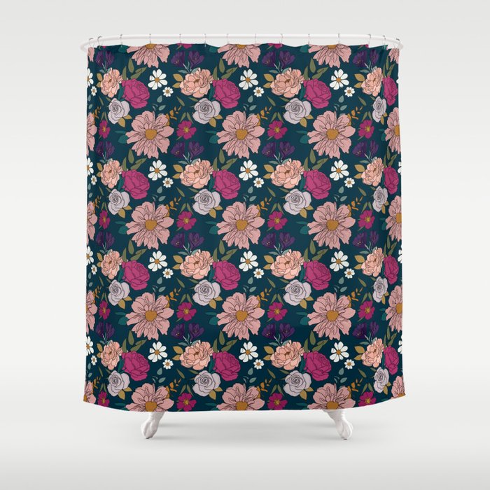 Jewel Tone Floral Shower Curtain