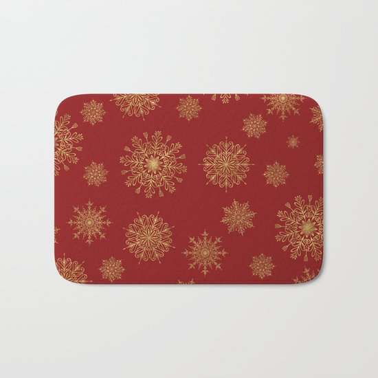 Assorted Golden Snowflakes Bath Mat