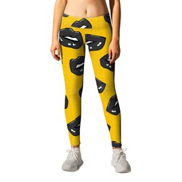 Lips black yellow popart Leggings | Love, Illustration, Valentine, Painting, Mouth, Makeup, Drawing, Beauty, Girl, Face 