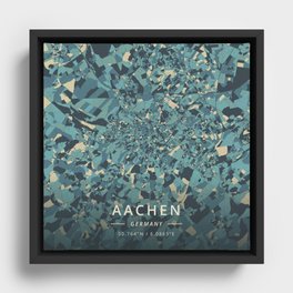 Aachen, Germany - Cream Blue Framed Canvas