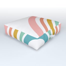 Simple Happy Rainbow Art Outdoor Floor Cushion | Colorful, Simple, Curve, Colour, Geometric, Summer, Modern, Playful, Minimalist, Fun 