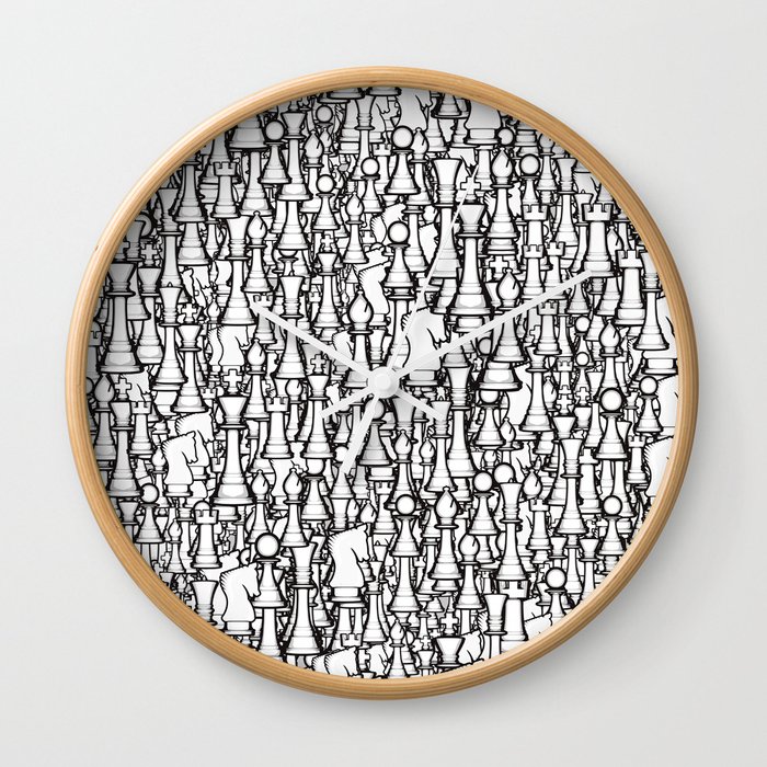 Chess Pattern II WHITE Wall Clock