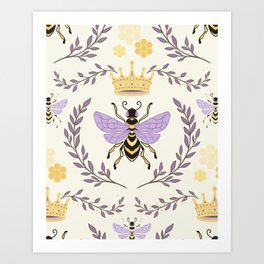 Queen Bee - Lavander Purple and Yellow Art Print
