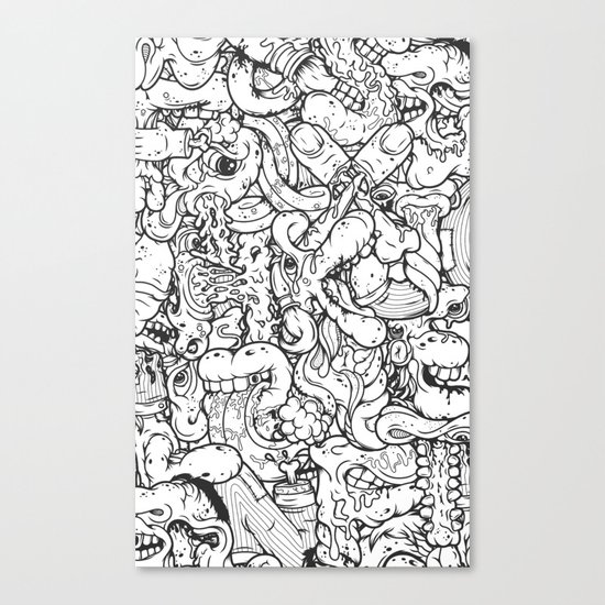 Alphabetcha Collage b&w Canvas Print