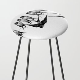 Vintage birds perched on a wire Counter Stool