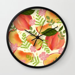 Peaches & Flowers Wall Clock