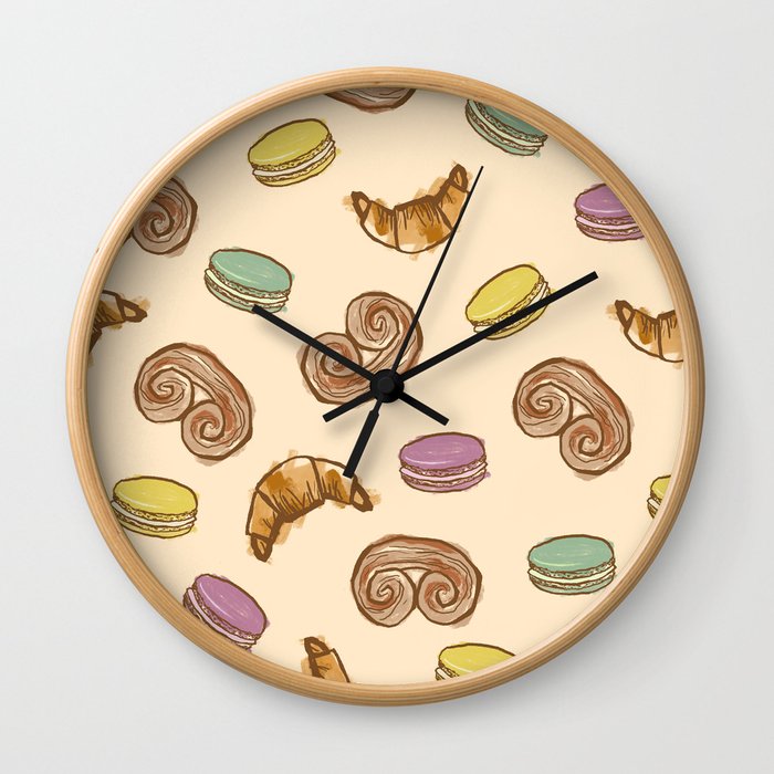 A Delightful Assortment of French Pastries Wall Clock