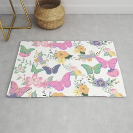 Butterflys Colourful Pattern Rug