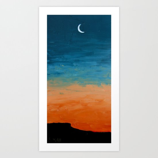 Pre-Dawn Moonrise, painting Art Print