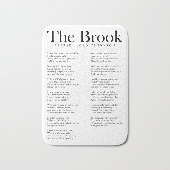 The Brook - Alfred, Lord Tennyson Poem - Literature - Typography Print 1 Bath Mat