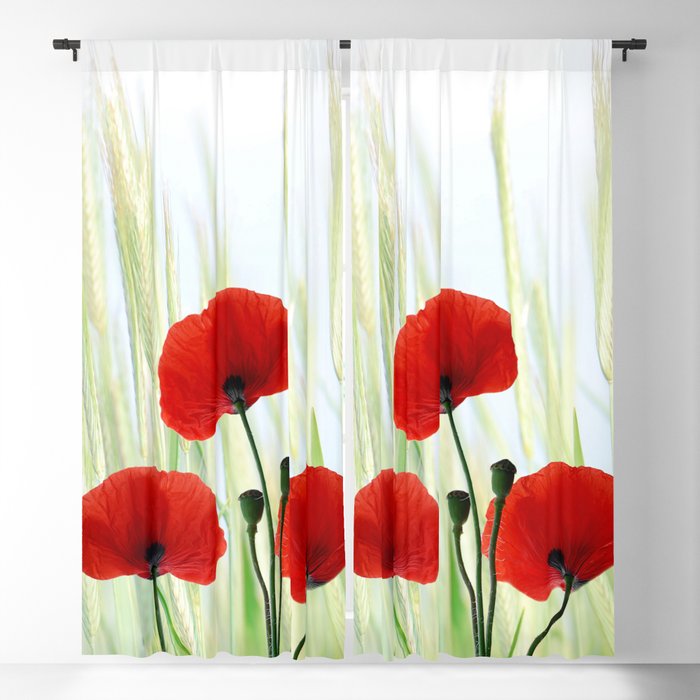 Poppies red 008 Blackout Curtain