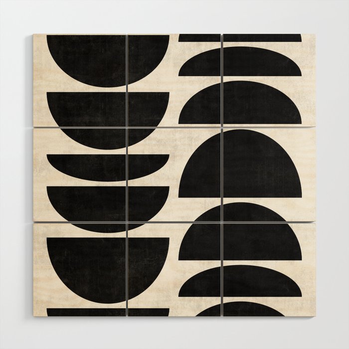 Mid-Century Modern Pattern No.9 - Black and White Wood Wall Art