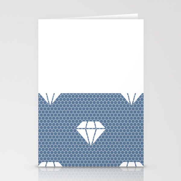 White Diamond Lace Horizontal Split on Slate Blue Stationery Cards