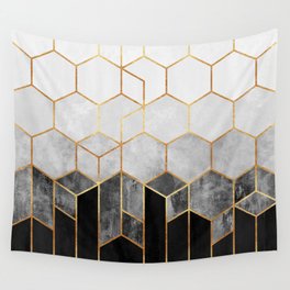 Charcoal Hexagons Wall Tapestry