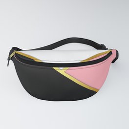 Black White & Pink Color Block with Gold Banding  Fanny Pack | Pink, Geogeometric, Contemporary, Cleansimplemodern, Coloredtriangles, Colorblock, Tricolortricolour, Graphicdesign, Black And White, Digital 