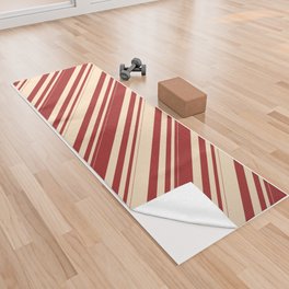 [ Thumbnail: Brown & Bisque Colored Lined Pattern Yoga Towel ]
