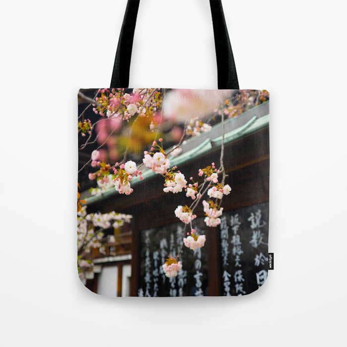Japanese Calligraphy Shinto Shine With Pretty Cherry Blossoms Ancient Feudal Japanese Art & Culture Tote Bag