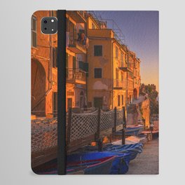 Riomaggiore, boats in the street at sunset. Cinque Terre iPad Folio Case