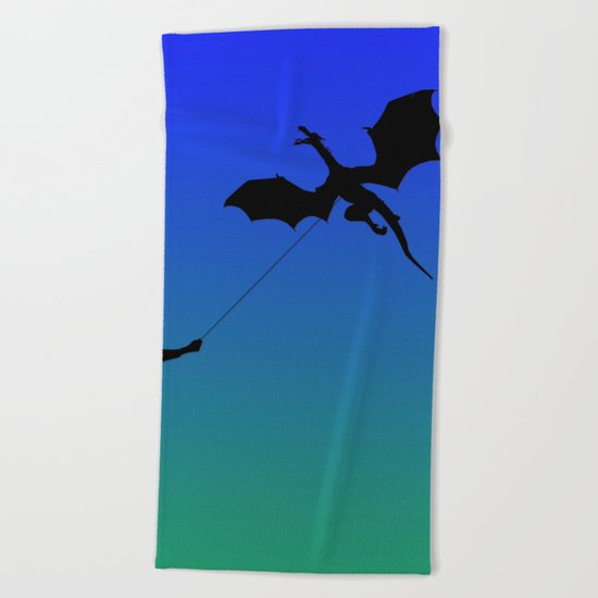 Magical Dragon Dragon (blue green) Beach Towel