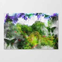 Butterflies and Roses at Elizabeth Park Digital Art  Canvas Print