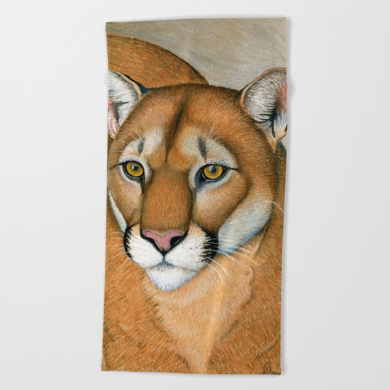 Cougar Portrait Beach Towel