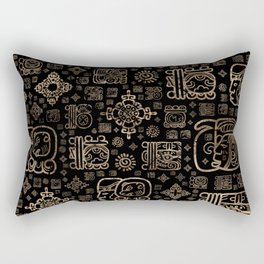 Mayan glyphs and ornaments pattern -gold on black Rectangular Pillow