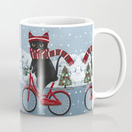 Black Cat Winter Bicycle Ride Mug