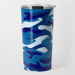 Camouflage Pattern Blue Colours Travel Mug
