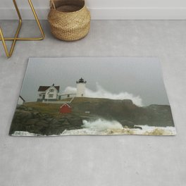Historic Nubble Storm - Lighthouse Amazing Crashing Wave unique Mother’s Day & Birthday Gifts Rug