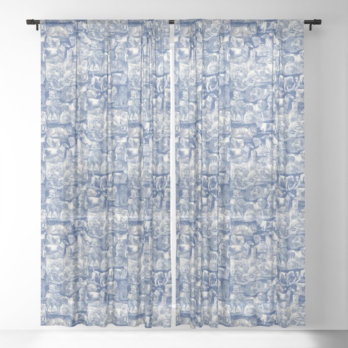 OVER 20 DOG BREEDS KENNEL - Classic Blue Sheer Curtain