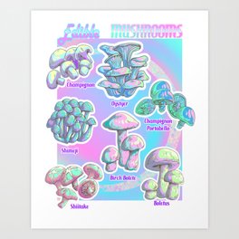 Vaperwave Botanical Mushrooms  Art Print