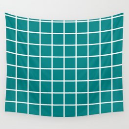 GRID (WHITE & TEAL) Wall Tapestry