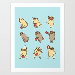Kettlebell workout with the pug Art Print