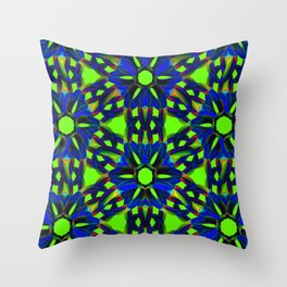 Funky ring design on neon background Throw Pillow