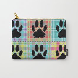 Colorful Quilt Dog Paw Print Drawing Carry-All Pouch