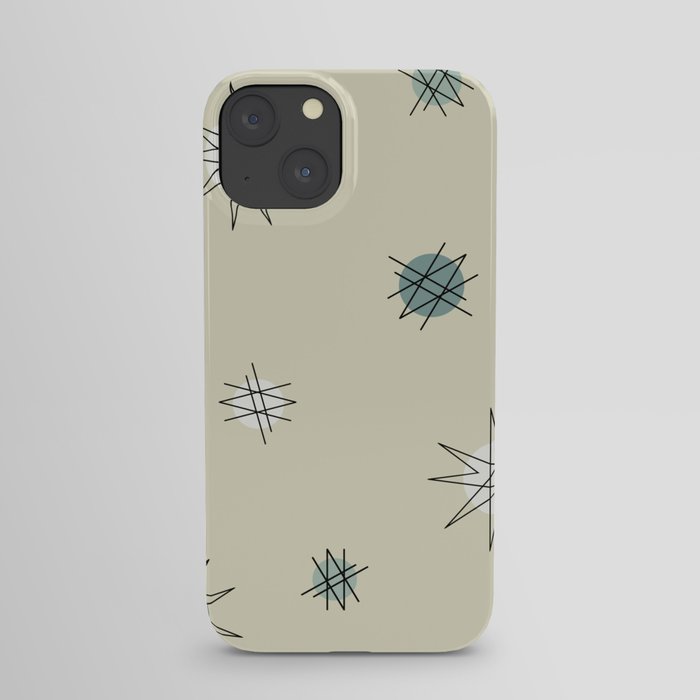 Atomic Age Starburst Planets Ivory Cream Green iPhone Case