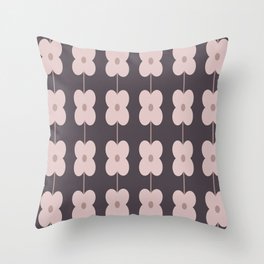 Midcentury Modern Pink and Purple Flowers  Throw Pillow