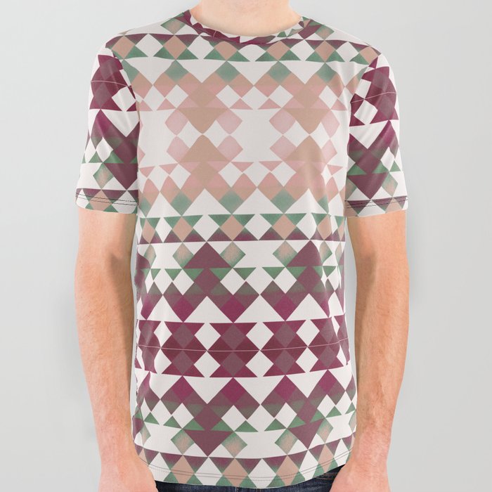 Small diamond pink and green pattern All Over Graphic Tee