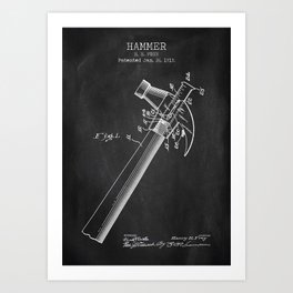 Hammer chalkboard patent Art Print