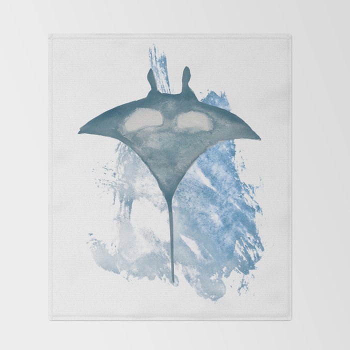 Manta Ray Watercolor Throw Blanket By Blacktipreefshark Society6