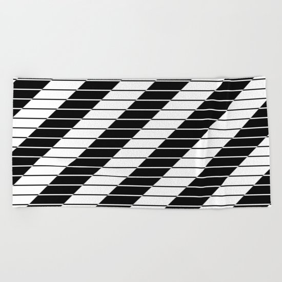 Simply Black And White (Abstract, geometric design) Beach Towel