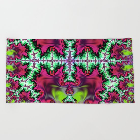 Life stream, fractal abstract art Beach Towel