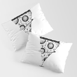 galaxy space pizza melting black and white illustration by shoosh Pillow Sham