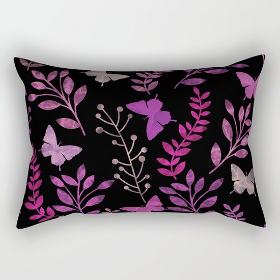 Watercolor flowers & butterflies III Rectangular Pillow