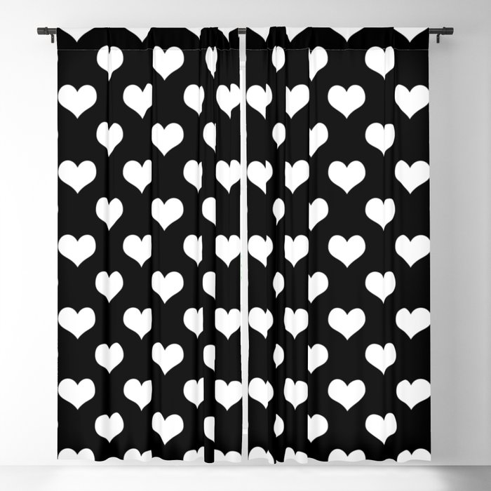Hearts of Love Black And White Blackout Curtain
