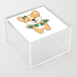 Corgi Shamrocks Cute Animals For Luck Acrylic Box