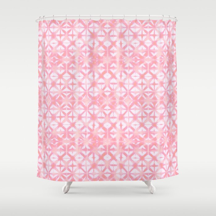 Pink coral grid Shower Curtain