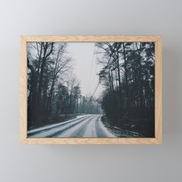 Snow On An Open Road Framed Mini Art Print