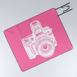 Cute Pink Camera Pattern Picnic Blanket